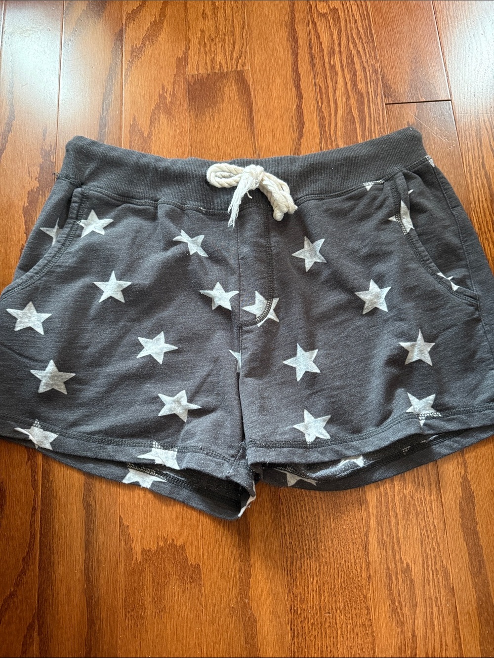 U.S. Apparel Star Print Cotton Drawstring Lounge Shorts Gray L